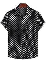 Men's Summer Short-Sleeve Shirt with Black Dots