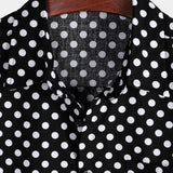 Summer Casual Polka Dot Short-Sleeve Shirt with Black Pocket