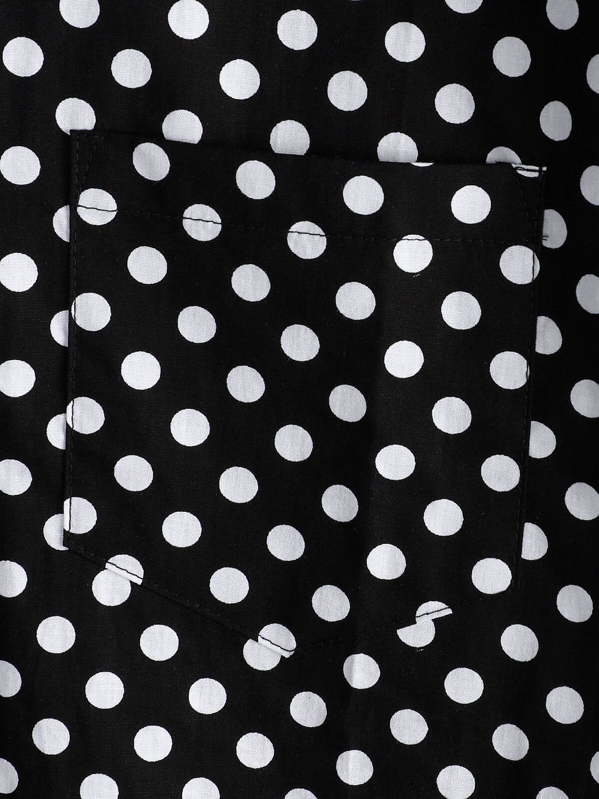 Summer Casual Polka Dot Short-Sleeve Shirt with Black Pocket