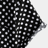 Summer Casual Polka Dot Short-Sleeve Shirt with Black Pocket