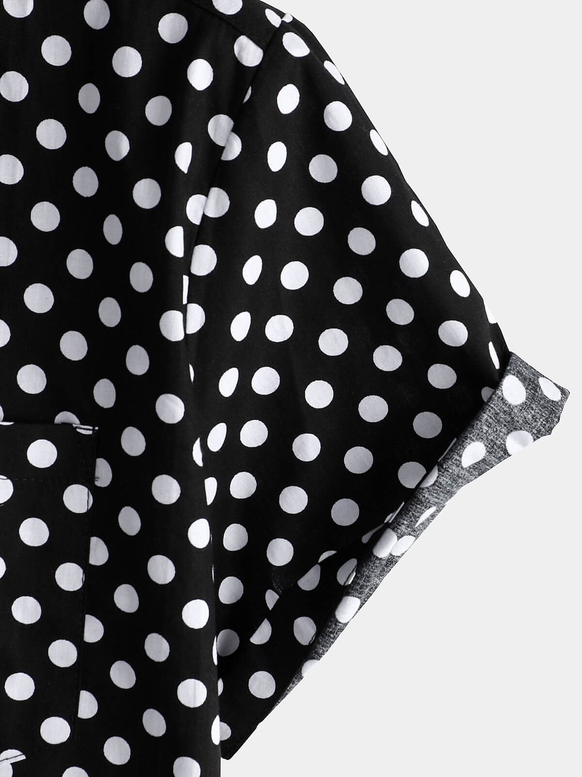 Summer Casual Polka Dot Short-Sleeve Shirt with Black Pocket