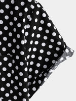 Summer Casual Polka Dot Short-Sleeve Shirt with Black Pocket
