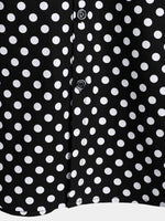 Summer Casual Polka Dot Short-Sleeve Shirt with Black Pocket