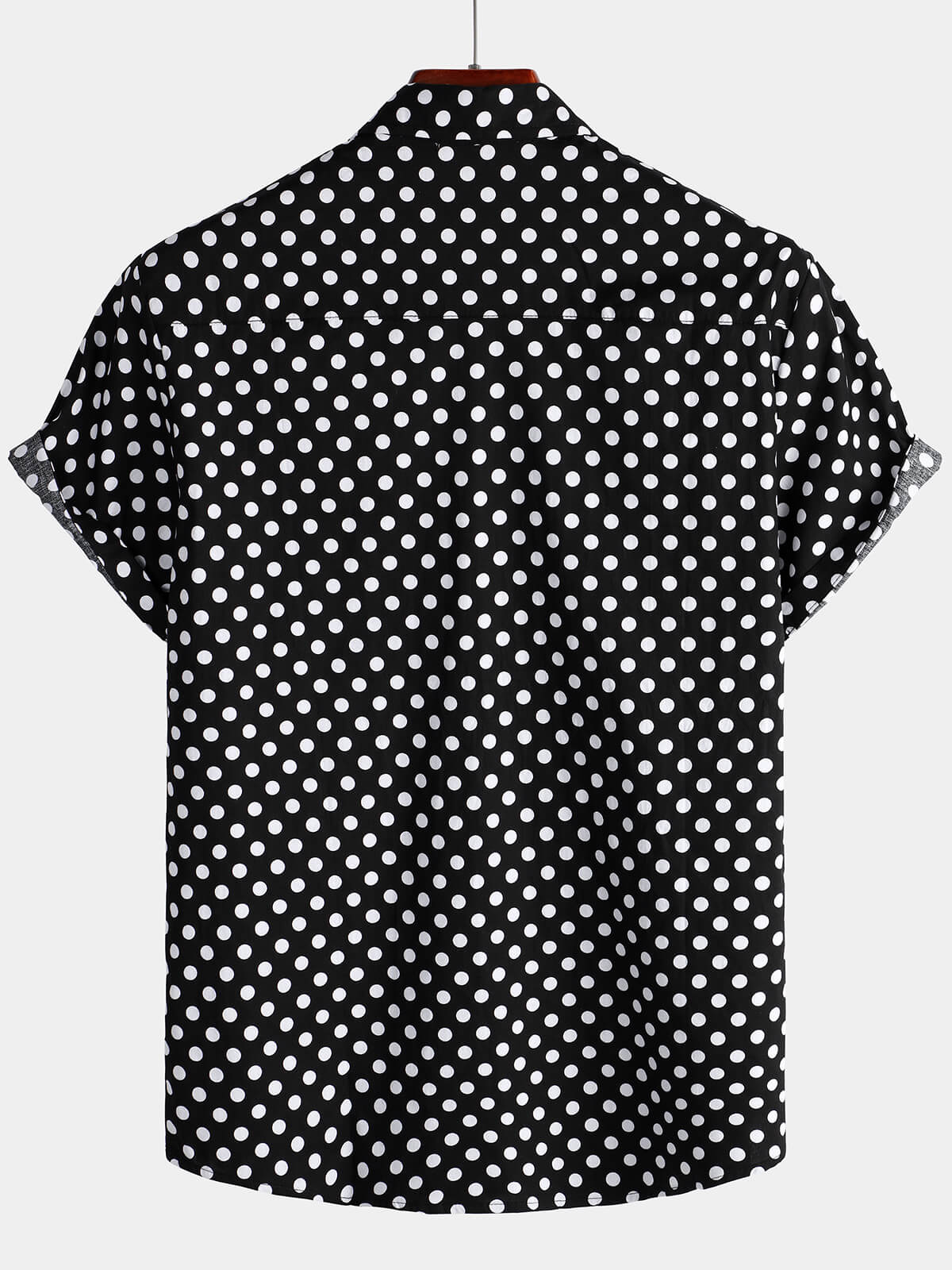 Summer Casual Polka Dot Short-Sleeve Shirt with Black Pocket