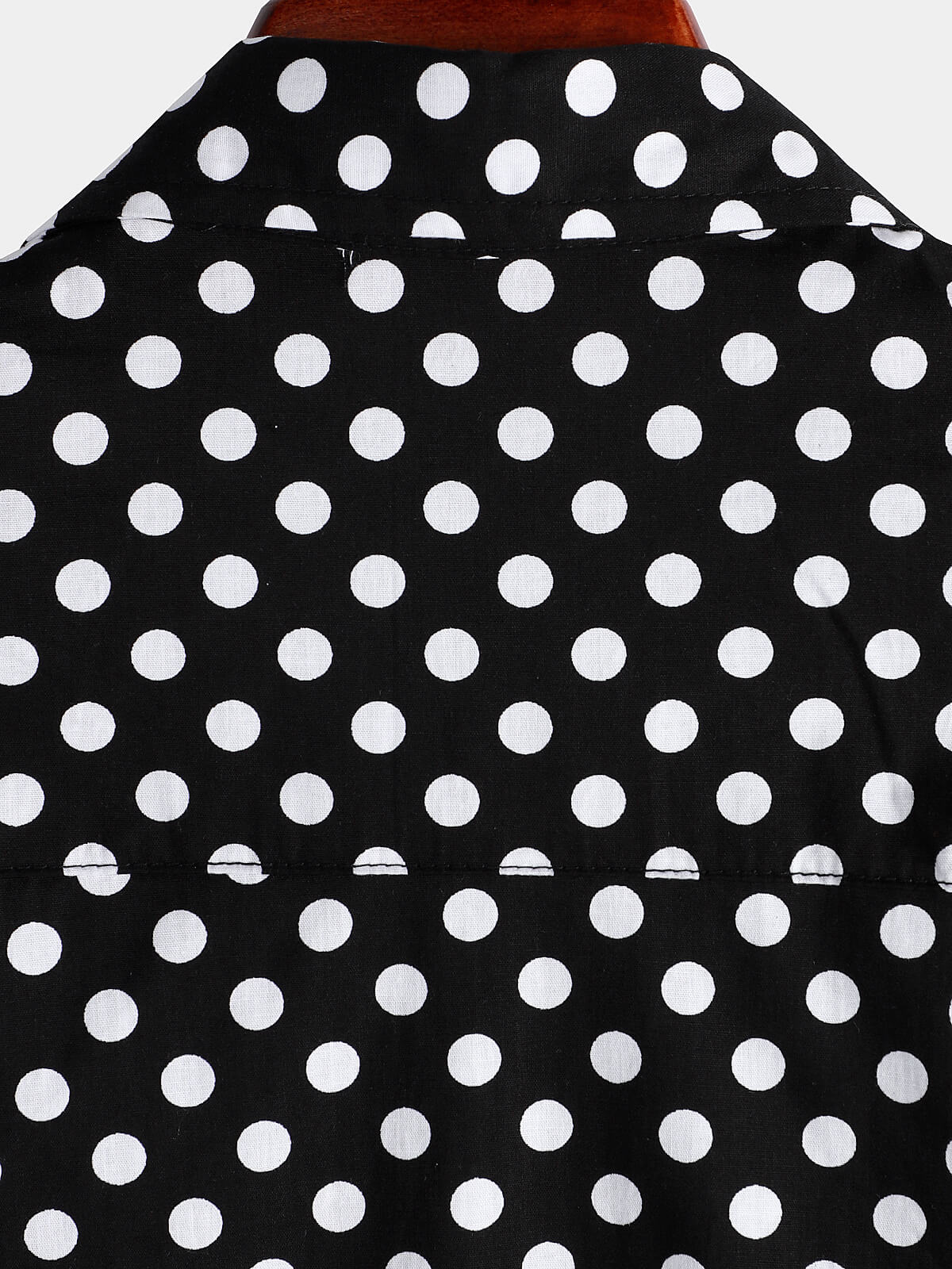 Summer Casual Polka Dot Short-Sleeve Shirt with Black Pocket