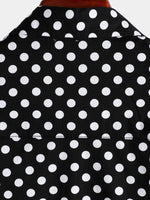 Summer Casual Polka Dot Short-Sleeve Shirt with Black Pocket