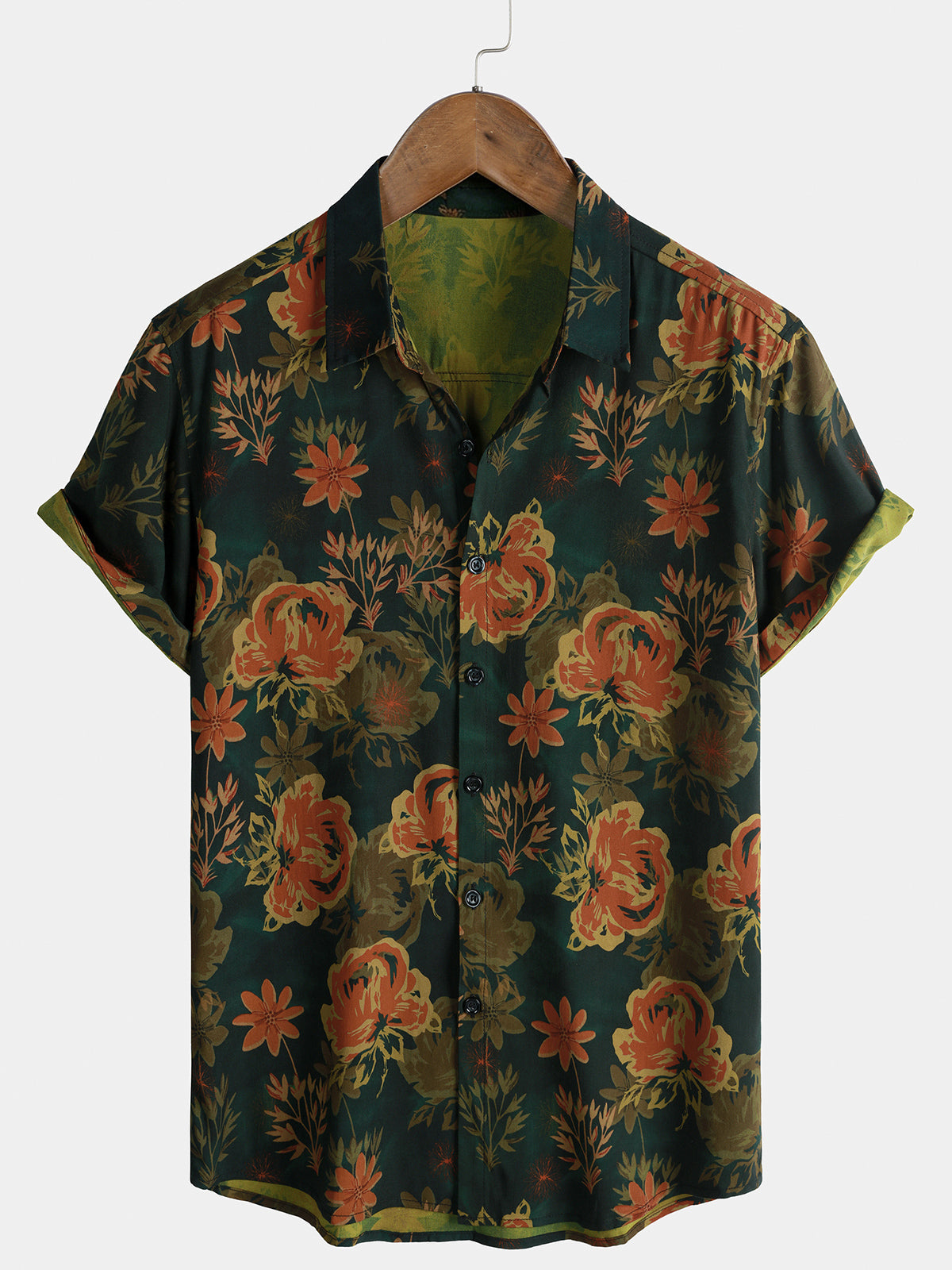 Dark Green Vintage Floral Shirt