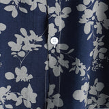 Men's Cotton Shirt with Short Sleeve with Vintage Floral Pattern in Navy Color