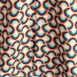 Retro Button-Up Short-Sleeve Summer Shirt with Vintage Circular Geometric Patterns, Perfect for the Beach