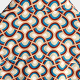 Retro Button-Up Short-Sleeve Summer Shirt with Vintage Circular Geometric Patterns, Perfect for the Beach