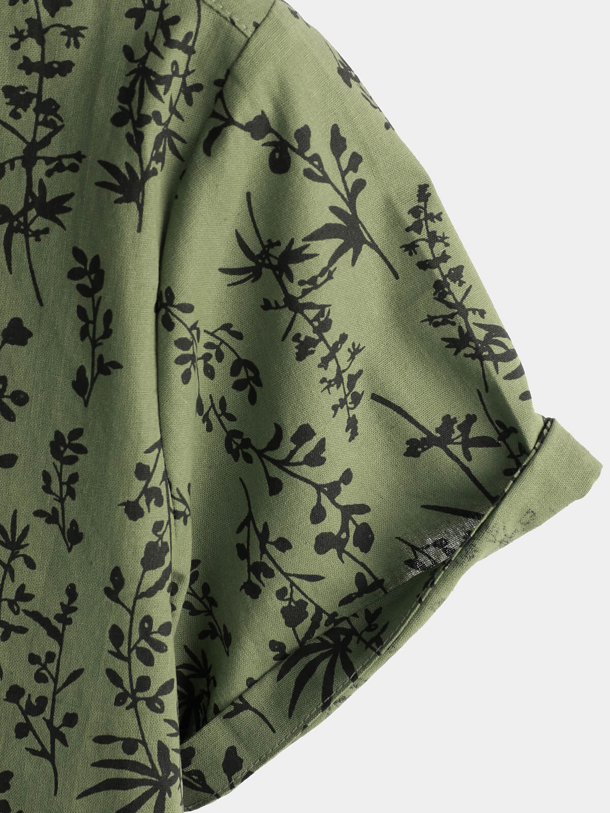 Retro Green Hawaiian Short Sleeve Shirt with Floral Print, Button-Up, Perfect for Summer Vacation