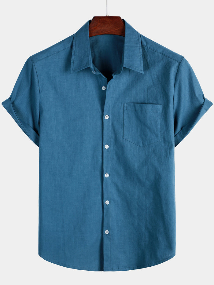 Solid Color Short-Sleeve Shirt