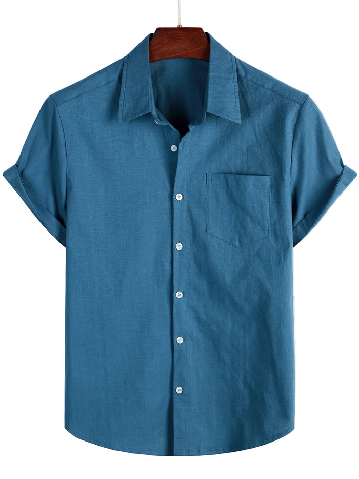 Cotton Casual Shirt with Short Sleeves for Men