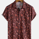 Casual Summer Graphic Botanical Print Lightweight Short Sleeve Shirt