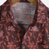 Casual Summer Graphic Botanical Print Lightweight Short Sleeve Shirt