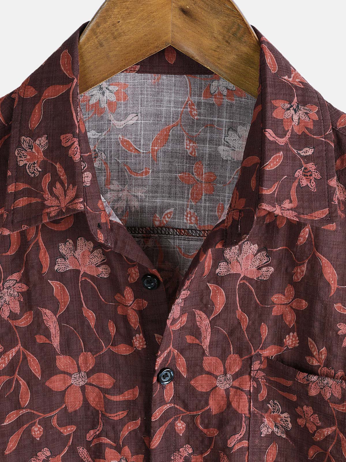 Casual Summer Graphic Botanical Print Lightweight Short Sleeve Shirt
