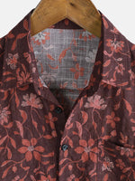 Casual Summer Graphic Botanical Print Lightweight Short Sleeve Shirt
