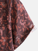 Casual Summer Graphic Botanical Print Lightweight Short Sleeve Shirt