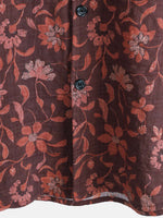 Casual Summer Graphic Botanical Print Lightweight Short Sleeve Shirt