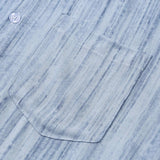 Light Blue Striped Breathable Casual Summer Short Sleeve Shirt
