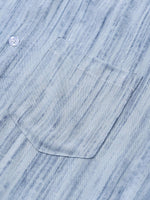Light Blue Striped Breathable Casual Summer Short Sleeve Shirt