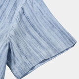 Light Blue Striped Breathable Casual Summer Short Sleeve Shirt