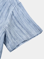 Light Blue Striped Breathable Casual Summer Short Sleeve Shirt