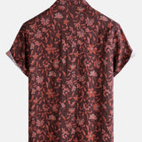 Casual Summer Graphic Botanical Print Lightweight Short Sleeve Shirt
