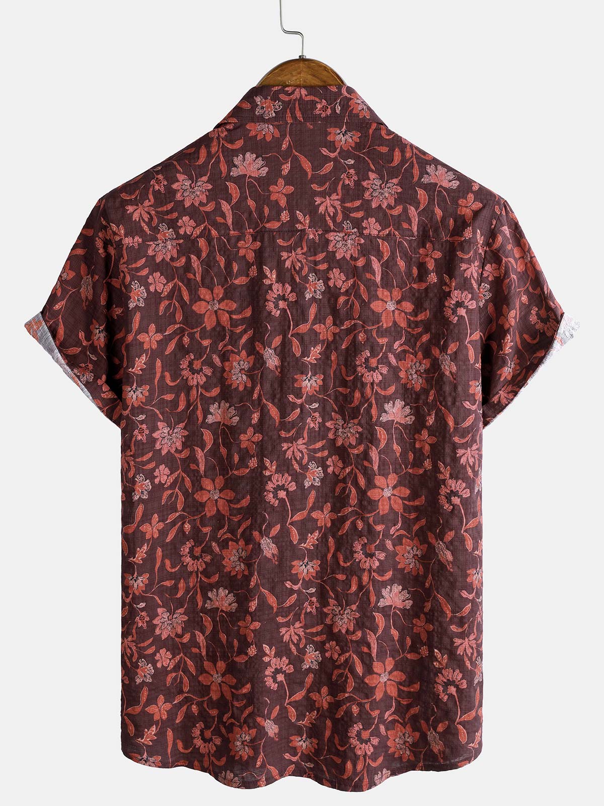 Casual Summer Graphic Botanical Print Lightweight Short Sleeve Shirt