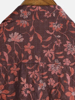 Casual Summer Graphic Botanical Print Lightweight Short Sleeve Shirt
