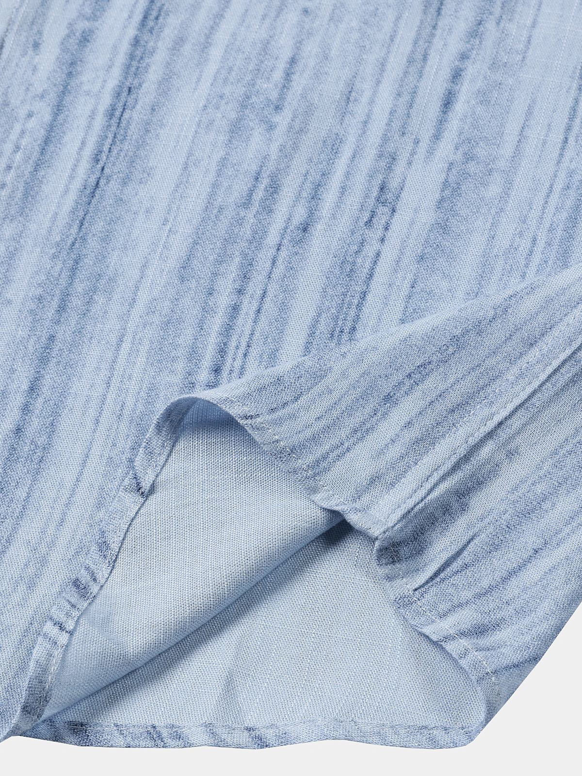 Light Blue Striped Breathable Casual Summer Short Sleeve Shirt