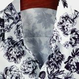 Black Short Sleeve Shirt with Floral Skull Print and Punk Rock Crown