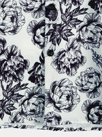 Black Short Sleeve Shirt with Floral Skull Print and Punk Rock Crown