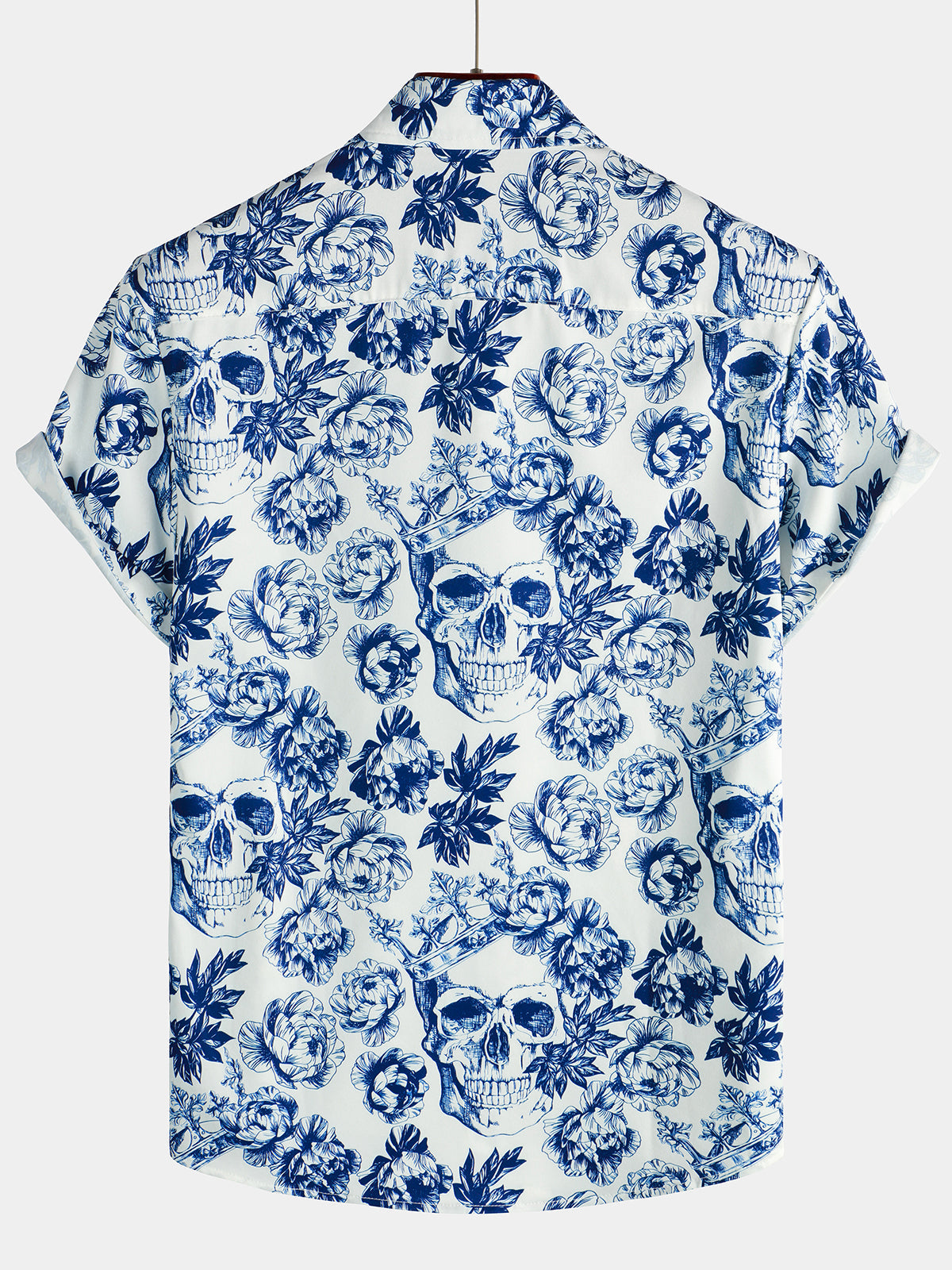 Short-Sleeve Floral Skull Print Punk Rock Crown Shirt