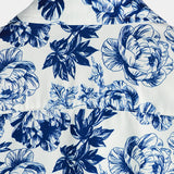 Short Sleeve Cotton Shirt with Punk Rock Skull and Flower Pattern for Men