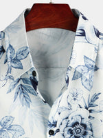 Cotton Casual Shirt with Short Sleeves, Button and Skull Pattern for Men