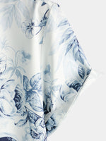 Cotton Casual Shirt with Short Sleeves, Button and Skull Pattern for Men