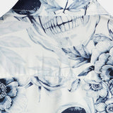 Cotton Casual Shirt with Short Sleeves, Button and Skull Pattern for Men