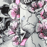 Punk Rock Pink Cherry Blossom Skull Button-Up Short Sleeve Shirt