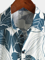 100% Hawaiian Floral Button-Up Beach Shirt, Short Sleeves