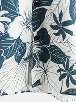 100% Hawaiian Floral Button-Up Beach Shirt, Short Sleeves