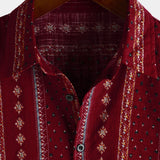 Vintage 70s Retro Red Striped Short Sleeve Button-Up Shirt