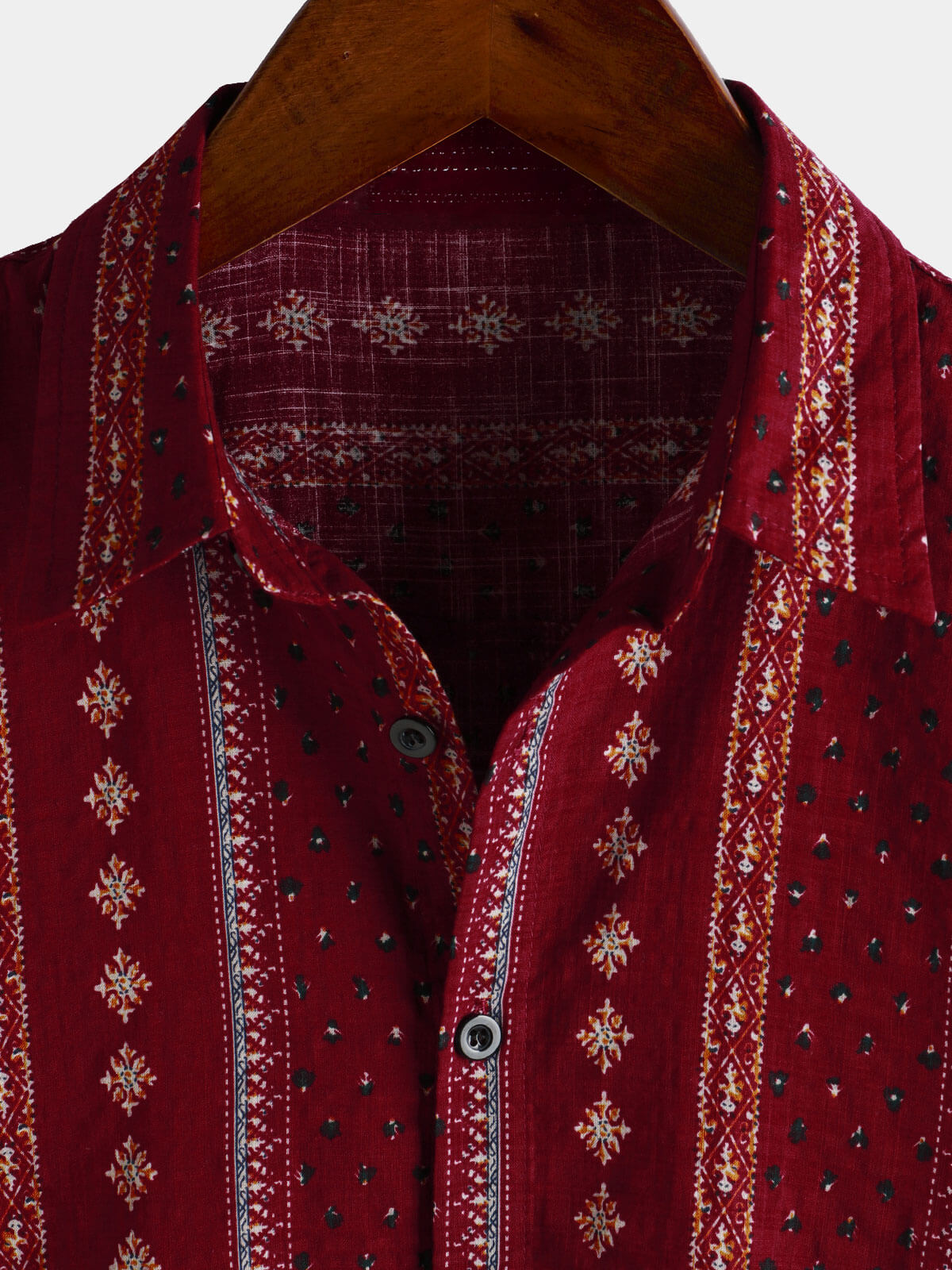 Vintage 70s Retro Red Striped Short Sleeve Button-Up Shirt