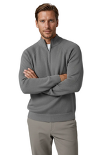 Men's Half-Zip Sweater with Collar – Gray