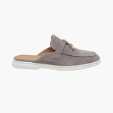 Mediterraneo Men's Suede Mules, Light Grey