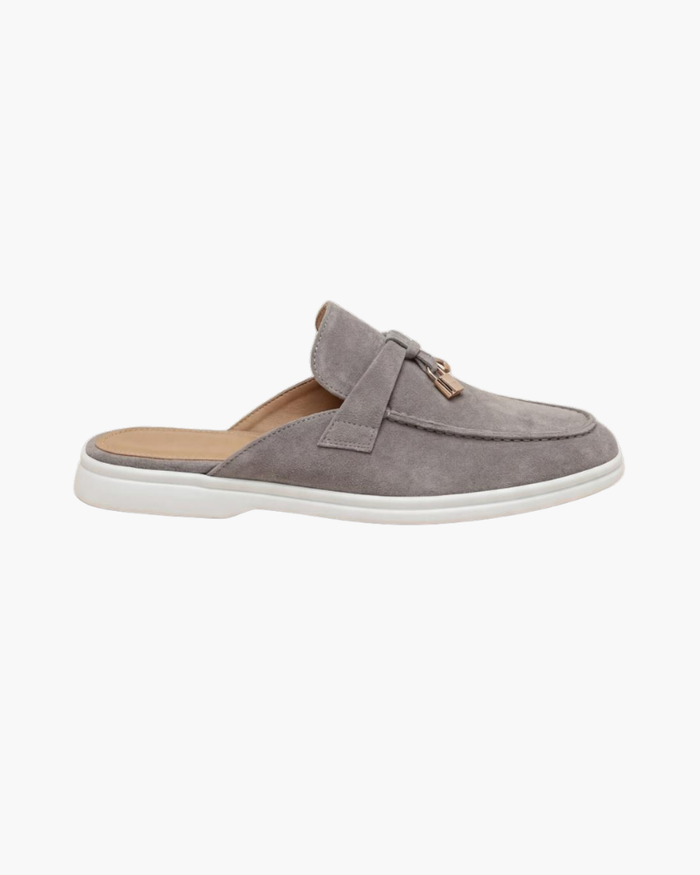 Mediterraneo Men's Suede Mules, Light Grey