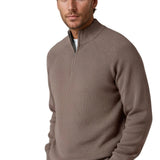 Men's Half-Zip Sweater with Collar – Taupe Brown