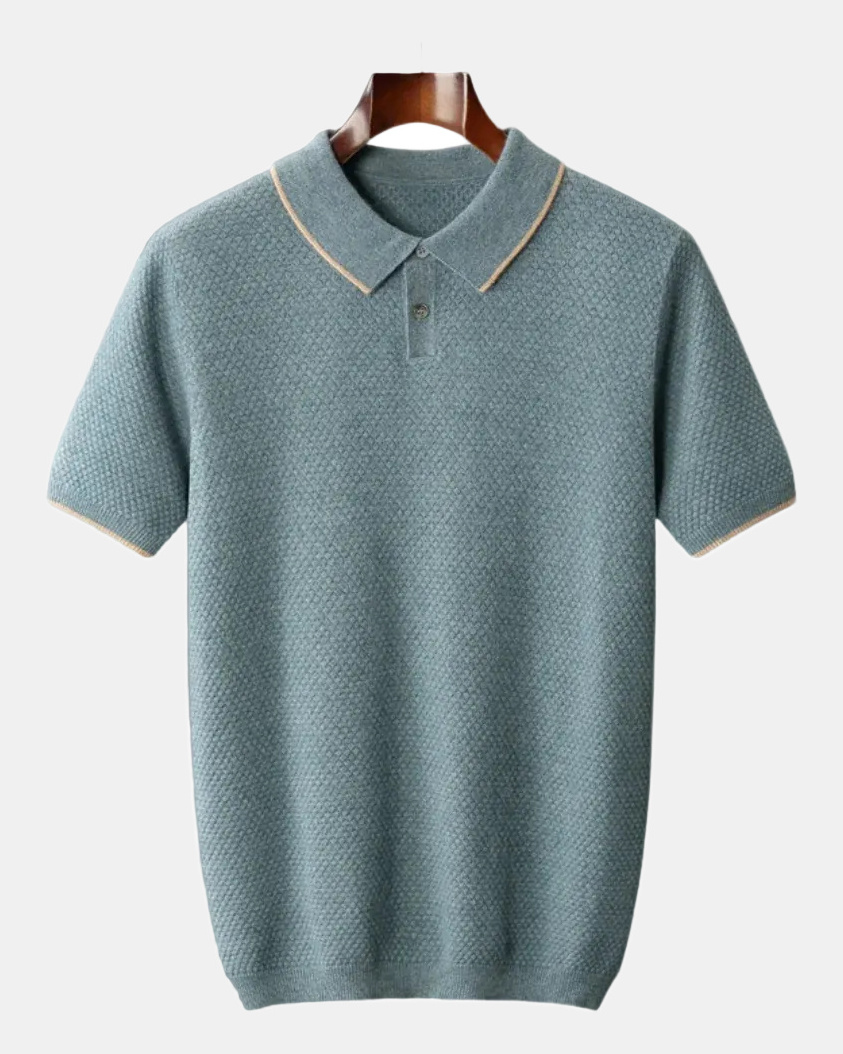 Aristo Men's Cashmere Polo Shirt in Blue