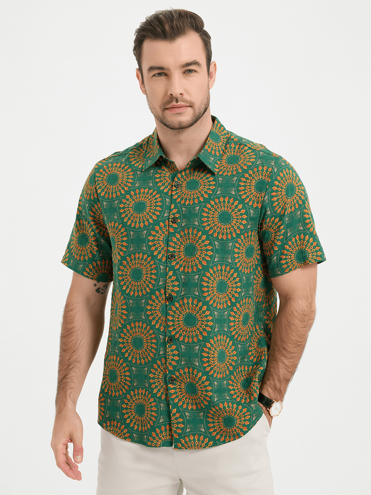 Short-Sleeve Retro Button-Up Summer Disco Vintage 70s Shirt