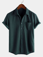 Casual Short-Sleeve Summer Shirt, Quilted Pattern, Perfect for the Beach